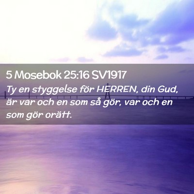 Picture 02 - 5 Mosebok 25:16 SV1917 - Ty en styggelse för HERREN, din Gud, är var och - Bible Verse Picture
