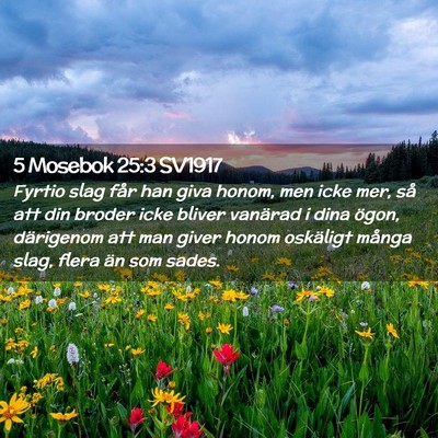 Picture 02 - 5 Mosebok 25:3 SV1917 - Fyrtio slag får han giva honom, men icke mer, - Bible Verse Picture