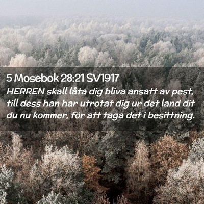 Picture 02 - 5 Mosebok 28:21 SV1917 - HERREN skall låta dig bliva ansatt av pest, till - Bible Verse Picture