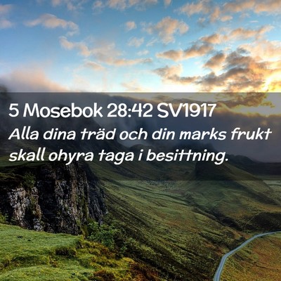 Picture 02 - 5 Mosebok 28:42 SV1917 - Alla dina träd och din marks frukt skall ohyra - Bible Verse Picture