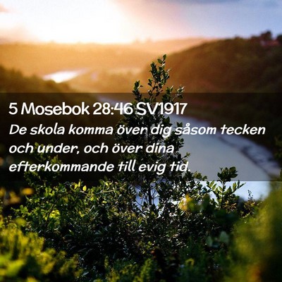 Picture 02 - 5 Mosebok 28:46 SV1917 - De skola komma över dig såsom tecken och under, - Bible Verse Picture
