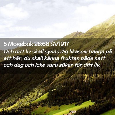 Picture 02 - 5 Mosebok 28:66 SV1917 - Och ditt liv skall synas dig likasom hänga på - Bible Verse Picture