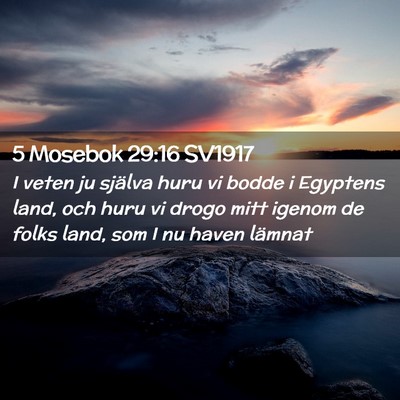 Picture 02 - 5 Mosebok 29:16 SV1917 - I veten ju själva huru vi bodde i Egyptens land, - Bible Verse Picture