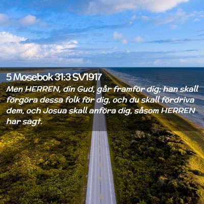 Picture 02 - 5 Mosebok 31:3 SV1917 - Men HERREN, din Gud, går framför dig; han skall - Bible Verse Picture
