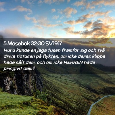 Picture 02 - 5 Mosebok 32:30 SV1917 - Huru kunde en jaga tusen framför sig och två - Bible Verse Picture