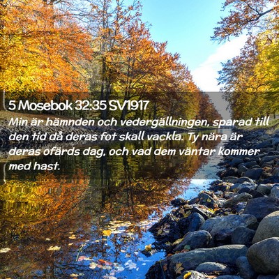 Picture 02 - 5 Mosebok 32:35 SV1917 - Min är hämnden och vedergällningen, sparad - Bible Verse Picture