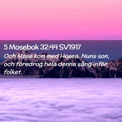 Picture 02 - 5 Mosebok 32:44 SV1917 - Och Mose kom med Hosea, Nuns son, och föredrog - Bible Verse Picture