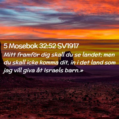 Picture 02 - 5 Mosebok 32:52 SV1917 - Mitt framför dig skall du se landet; men du - Bible Verse Picture