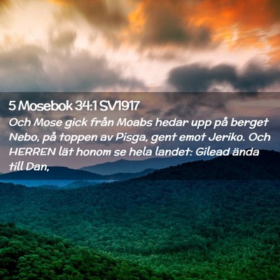 Picture 02 - 5 Mosebok 34:1 SV1917 - Och Mose gick från Moabs hedar upp på berget - Bible Verse Picture