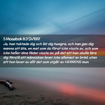 Picture 02 - 5 Mosebok 8:3 SV1917 - Ja, han tuktade dig och lät dig hungra, och han - Bible Verse Picture