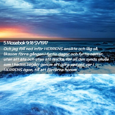 Picture 02 - 5 Mosebok 9:18 SV1917 - Och jag föll ned inför HERRENS ansikte och låg - Bible Verse Picture