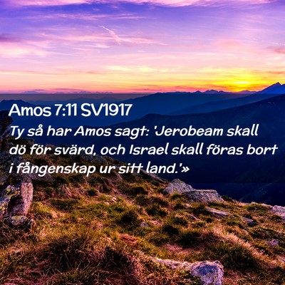 Picture 02 - Amos 7:11 SV1917 - Ty så har Amos sagt: 'Jerobeam skall dö för - Bible Verse Picture