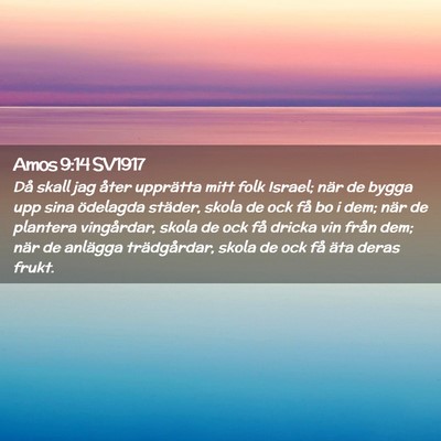 Picture 02 - Amos 9:14 SV1917 - Då skall jag åter upprätta mitt folk Israel; - Bible Verse Picture