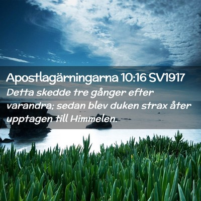 Picture 02 - Apostlagärningarna 10:16 SV1917 - Detta skedde tre gånger efter varandra; sedan - Bible Verse Picture
