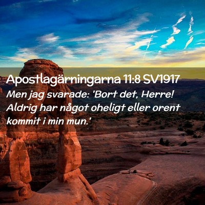 Picture 02 - Apostlagärningarna 11:8 SV1917 - Men jag svarade: 'Bort det, Herre! Aldrig har - Bible Verse Picture