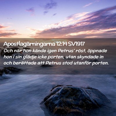 Picture 02 - Apostlagärningarna 12:14 SV1917 - Och när hon kände igen Petrus' röst, öppnade - Bible Verse Picture