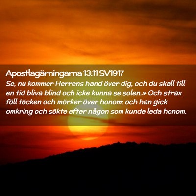 Picture 02 - Apostlagärningarna 13:11 SV1917 - Se, nu kommer Herrens hand över dig, och du - Bible Verse Picture