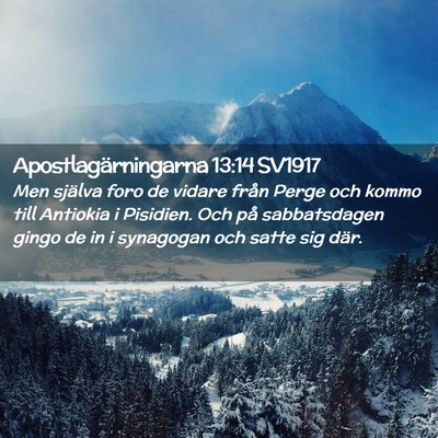 Picture 02 - Apostlagärningarna 13:14 SV1917 - Men själva foro de vidare från Perge och kommo - Bible Verse Picture