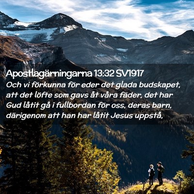 Picture 02 - Apostlagärningarna 13:32 SV1917 - Och vi förkunna för eder det glada budskapet, - Bible Verse Picture
