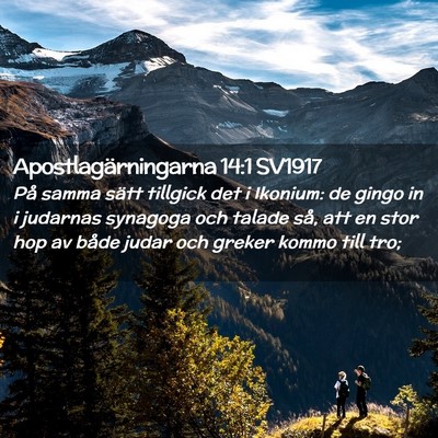 Picture 02 - Apostlagärningarna 14:1 SV1917 - På samma sätt tillgick det i Ikonium: de gingo - Bible Verse Picture