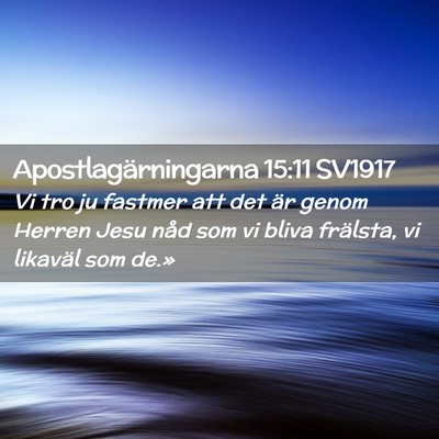 Picture 02 - Apostlagärningarna 15:11 SV1917 - Vi tro ju fastmer att det är genom Herren Jesu - Bible Verse Picture