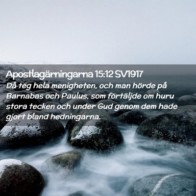 Picture 02 - Apostlagärningarna 15:12 SV1917 - Då teg hela menigheten, och man hörde på - Bible Verse Picture