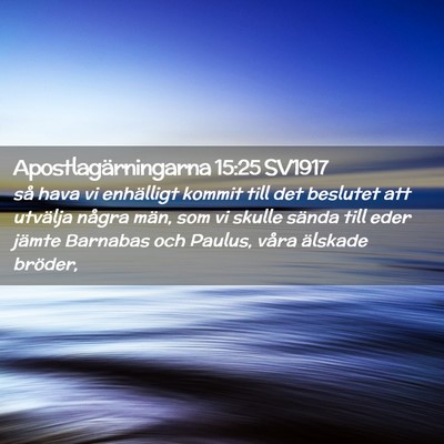 Picture 02 - Apostlagärningarna 15:25 SV1917 - så hava vi enhälligt kommit till det beslutet - Bible Verse Picture