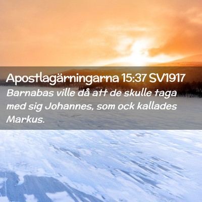 Picture 02 - Apostlagärningarna 15:37 SV1917 - Barnabas ville då att de skulle taga med sig - Bible Verse Picture