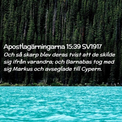 Picture 02 - Apostlagärningarna 15:39 SV1917 - Och så skarp blev deras tvist att de skilde sig - Bible Verse Picture