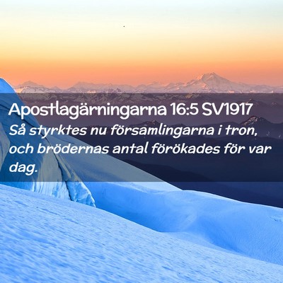 Picture 02 - Apostlagärningarna 16:5 SV1917 - Så styrktes nu församlingarna i tron, och - Bible Verse Picture