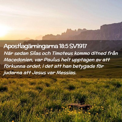 Picture 02 - Apostlagärningarna 18:5 SV1917 - När sedan Silas och Timoteus kommo ditned från - Bible Verse Picture