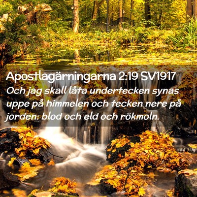 Picture 02 - Apostlagärningarna 2:19 SV1917 - Och jag skall låta undertecken synas uppe på - Bible Verse Picture