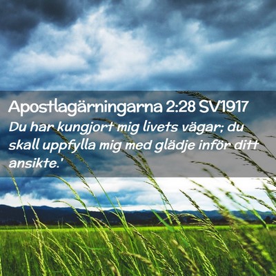 Picture 02 - Apostlagärningarna 2:28 SV1917 - Du har kungjort mig livets vägar; du skall - Bible Verse Picture