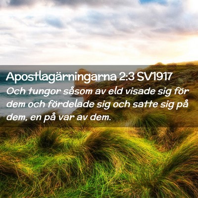 Picture 02 - Apostlagärningarna 2:3 SV1917 - Och tungor såsom av eld visade sig för dem och - Bible Verse Picture