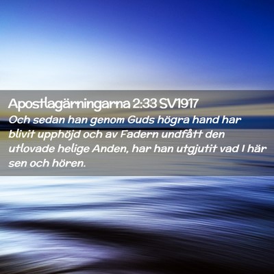 Picture 02 - Apostlagärningarna 2:33 SV1917 - Och sedan han genom Guds högra hand har blivit - Bible Verse Picture