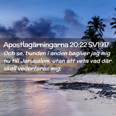 Picture 02 - Apostlagärningarna 20:22 SV1917 - Och se, bunden i anden begiver jag mig nu till - Bible Verse Picture