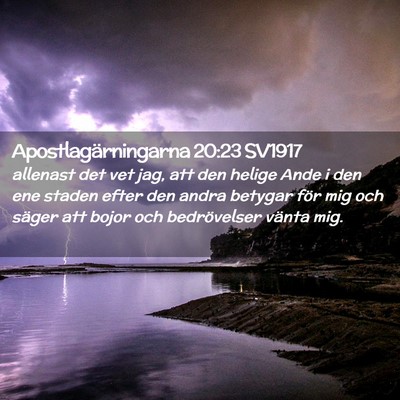 Picture 02 - Apostlagärningarna 20:23 SV1917 - allenast det vet jag, att den helige Ande i den - Bible Verse Picture