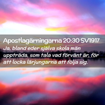 Picture 02 - Apostlagärningarna 20:30 SV1917 - Ja, bland eder själva skola män uppträda, som - Bible Verse Picture