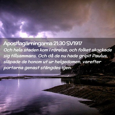 Picture 02 - Apostlagärningarna 21:30 SV1917 - Och hela staden kom i rörelse, och folket - Bible Verse Picture