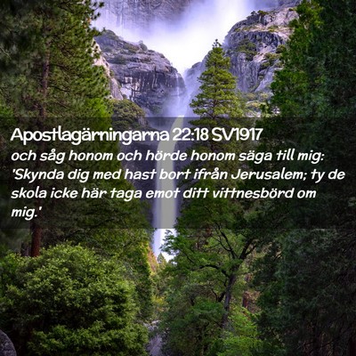 Picture 02 - Apostlagärningarna 22:18 SV1917 - och såg honom och hörde honom säga till mig: - Bible Verse Picture