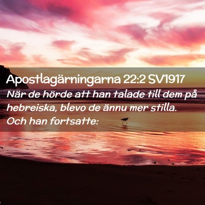 Picture 02 - Apostlagärningarna 22:2 SV1917 - När de hörde att han talade till dem på - Bible Verse Picture