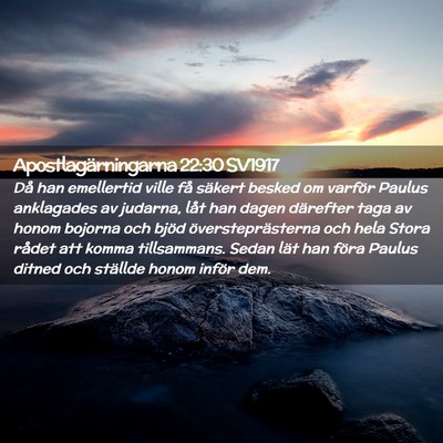 Picture 02 - Apostlagärningarna 22:30 SV1917 - Då han emellertid ville få säkert besked om - Bible Verse Picture