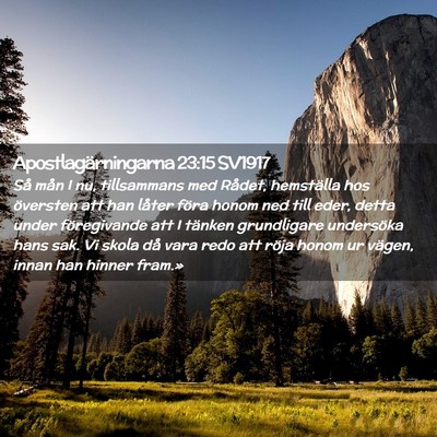 Picture 02 - Apostlagärningarna 23:15 SV1917 - Så mån I nu, tillsammans med Rådet, hemställa - Bible Verse Picture