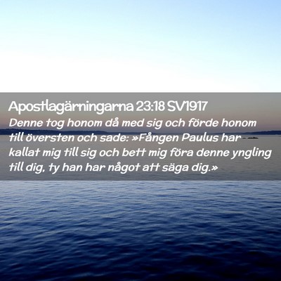 Picture 02 - Apostlagärningarna 23:18 SV1917 - Denne tog honom då med sig och förde honom till - Bible Verse Picture