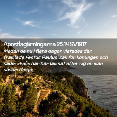Picture 02 - Apostlagärningarna 25:14 SV1917 - Medan de nu i flera dagar vistades där, framlade - Bible Verse Picture
