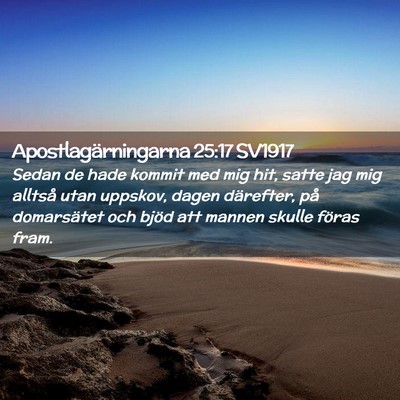 Picture 02 - Apostlagärningarna 25:17 SV1917 - Sedan de hade kommit med mig hit, satte jag mig - Bible Verse Picture
