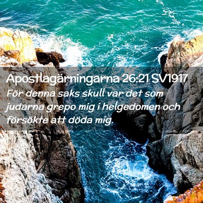 Picture 02 - Apostlagärningarna 26:21 SV1917 - För denna saks skull var det som judarna grepo - Bible Verse Picture