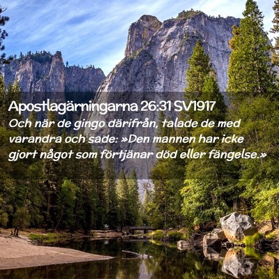 Picture 02 - Apostlagärningarna 26:31 SV1917 - Och när de gingo därifrån, talade de med - Bible Verse Picture