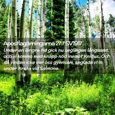 Picture 02 - Apostlagärningarna 27:7 SV1917 - Under en längre tid gick nu seglingen långsamt, - Bible Verse Picture
