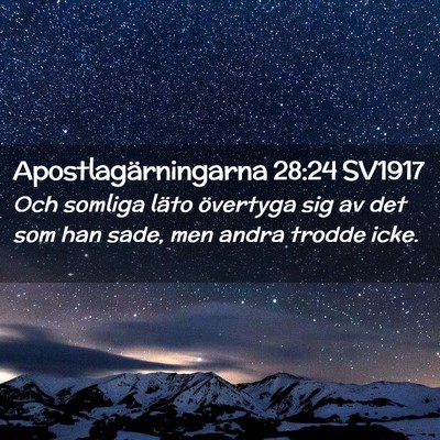Picture 02 - Apostlagärningarna 28:24 SV1917 - Och somliga läto övertyga sig av det som han - Bible Verse Picture